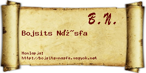 Bojsits Násfa névjegykártya
